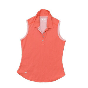 Adidas Women's Size S Blouse Top Sleeveless Orange Polyester Collared Solid